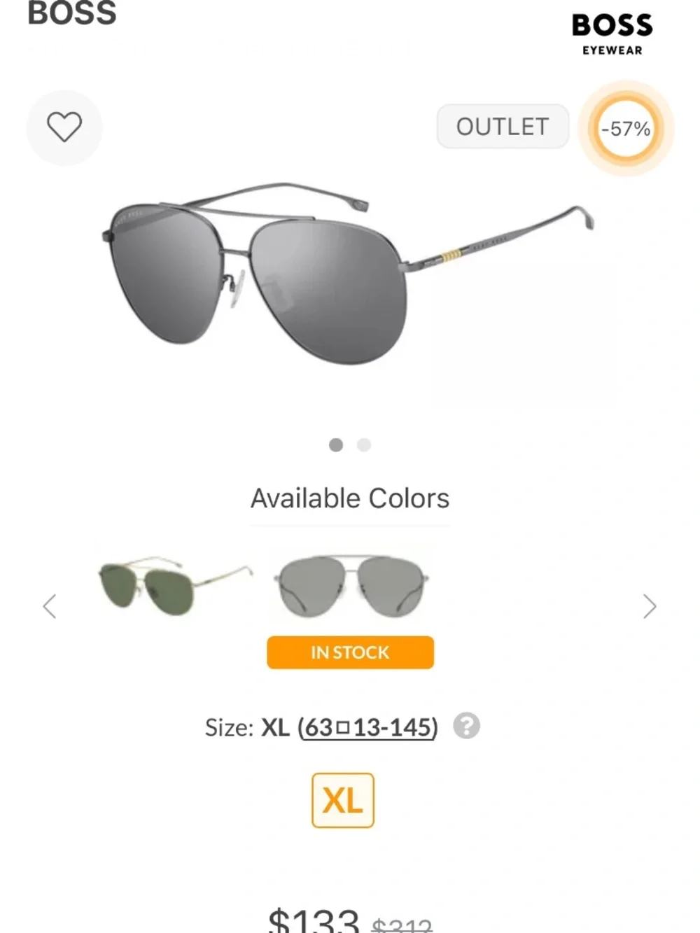 NWT Hugo Boss Men’s Sunglasses Aviators